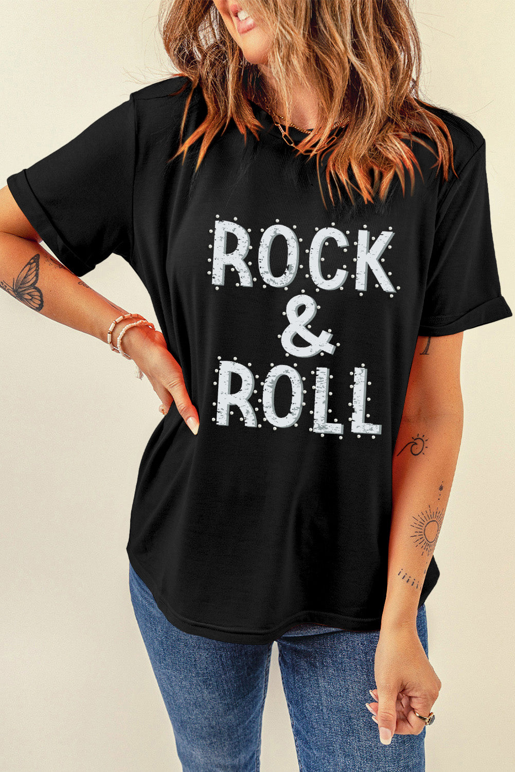 Letter Graphic Round Neck Short Sleeve T-Shirt