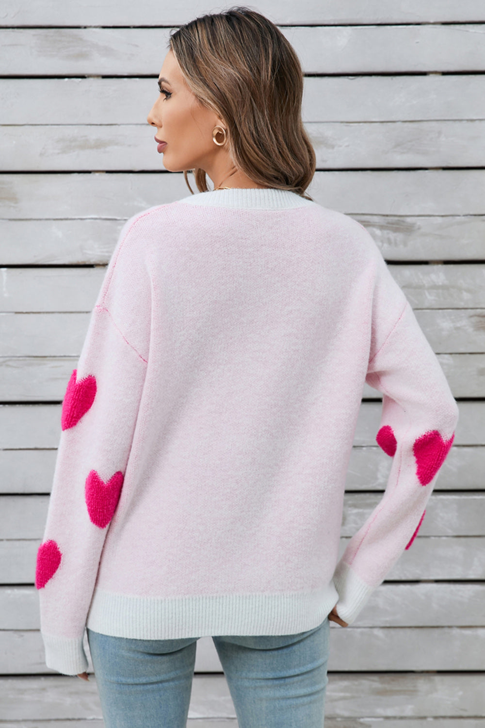 Angel Wings Heart Round Neck Long Sleeve Sweater