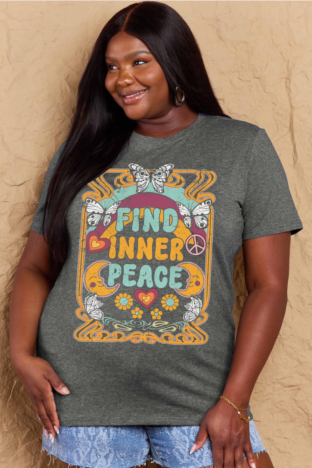 Simply Love Full Size FIND INNER PEACE Graphic Cotton T-Shirt