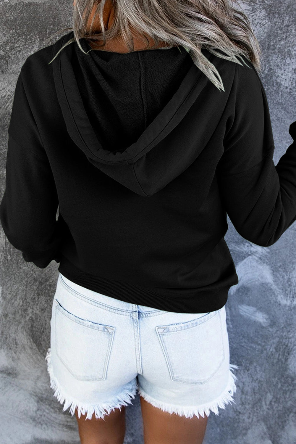 Dropped Shoulder Long Sleeve Hoodie with Pocket