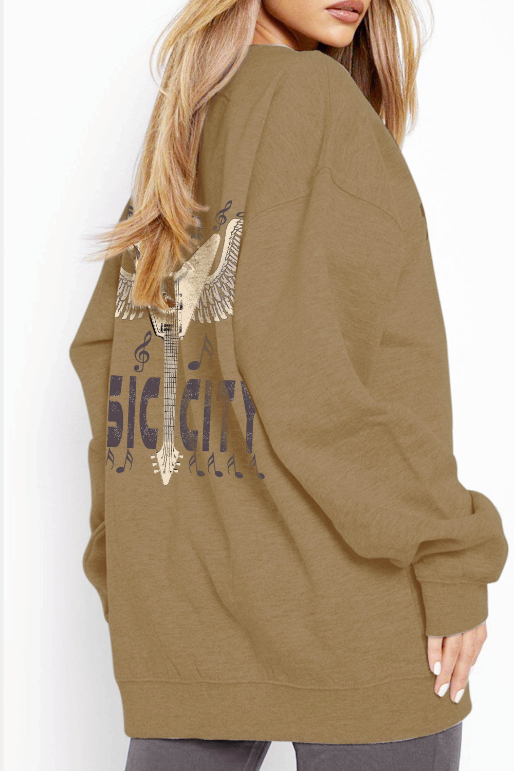 Simply Love Simply Love Full Size Round Neck Dropped Shoulder MUSIC CITY Graphic Sweatshirt