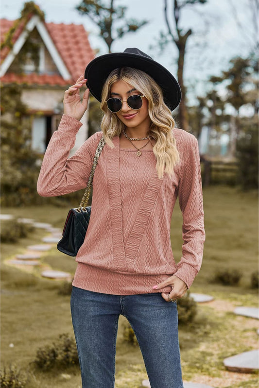 Square Neck Long Sleeve Blouse