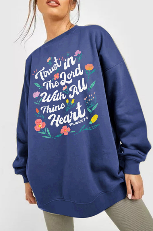 Simply Love Full Size Flower Slogan Graphic Sweatshirt